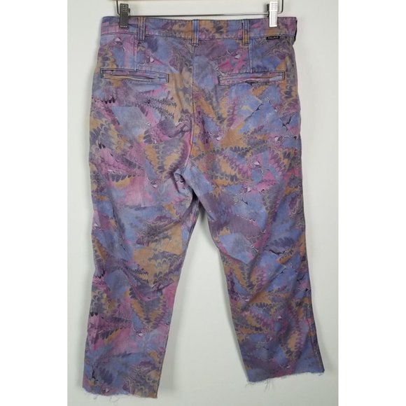 Palace Men's Sz. 32 Marbled Multicolor Raw Hem Cropped Chino Denim Pants - Picture 7 of 8